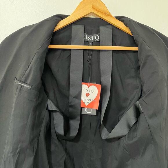 GSTQ Womens Luxe Scuba Suit Blazer Size S Black Classic Corpcore Office NEW - Picture 8 of 13
